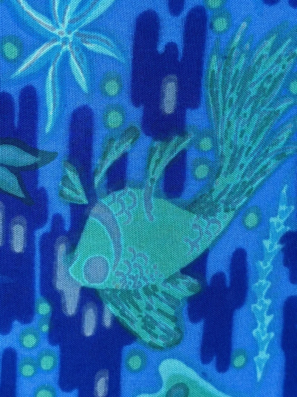 Rainbow Jo Maui Hawaii Womens Medium Wrap Skirt Blue Green Sea Life Fish Print
